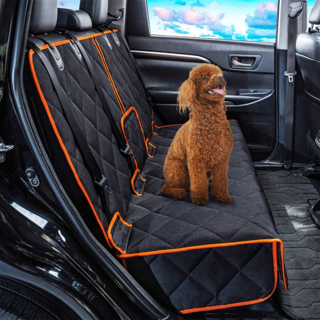 Car Seat Protector, 600D Heavy Duty Car Seat Cover 52” X 50“ for for Cars & Regular Suvs, Waterproof Dog Car Seat Cover for Back Seat, Scratch Proof Nonslip Seat Cover for Dogs in Car