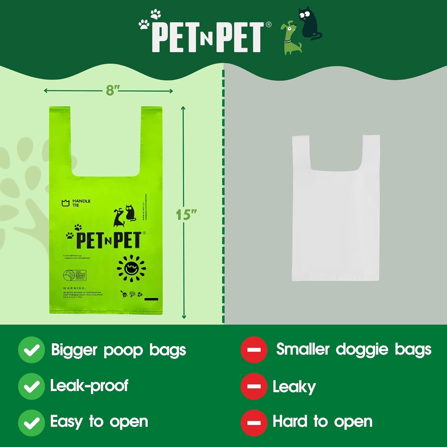 800 Counts Unscented Dog Poop Bags Rolls with Tie Handles, 41% Plant Based & 59% PE Poop Bags for Dogs, Extra-Thick Doggie Poo Bag, Pet Waste Bag