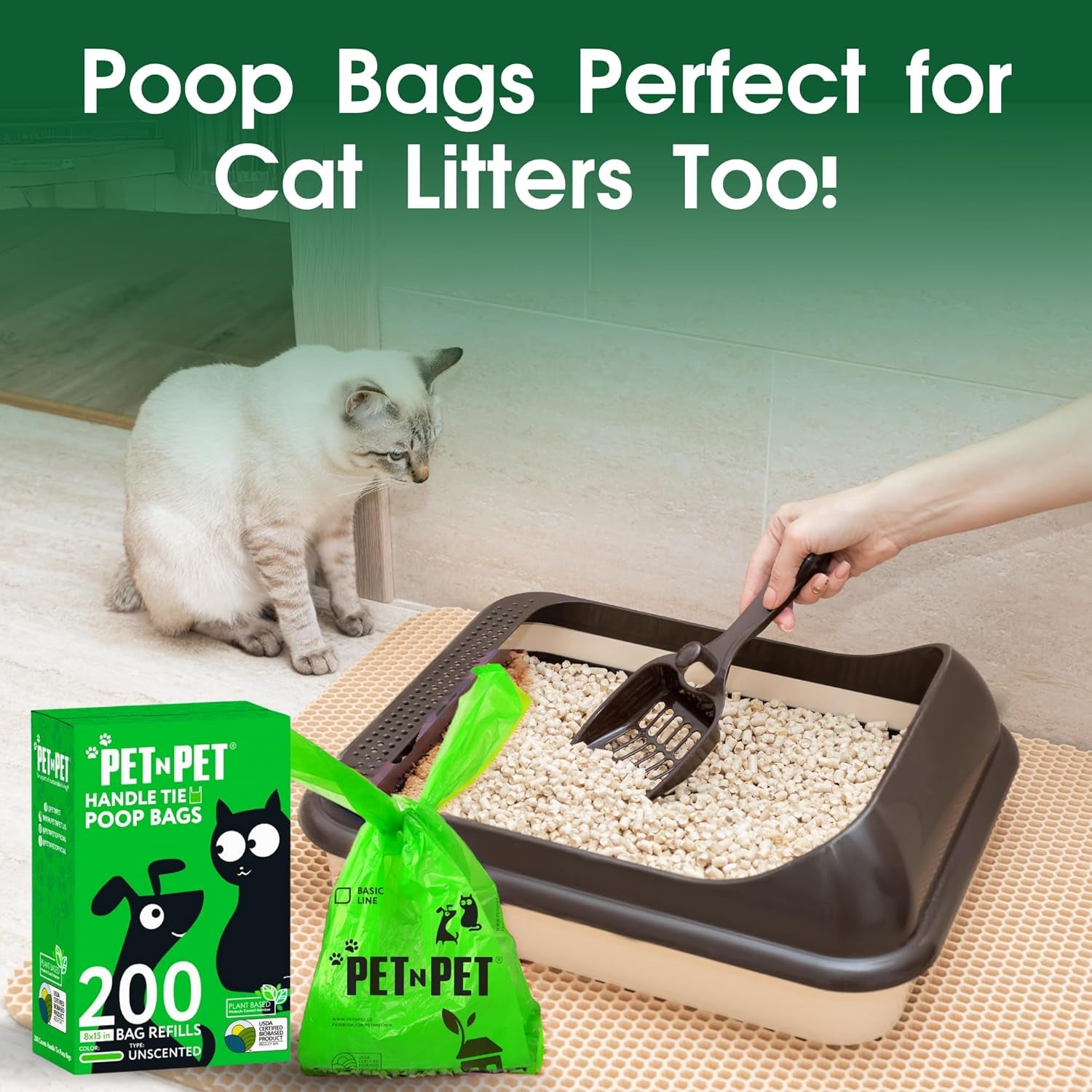 800 Counts Unscented Dog Poop Bags Rolls with Tie Handles, 41% Plant Based & 59% PE Poop Bags for Dogs, Extra-Thick Doggie Poo Bag, Pet Waste Bag
