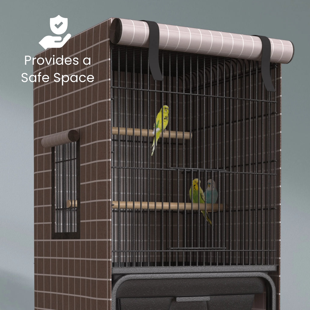 Universal Bird Cage Cover Good Night Blackout 60" X 18" X 18" Inch Thin Lightweight Breathable Small Animal Cages Cover Pet Removable Durable Protector - Beige