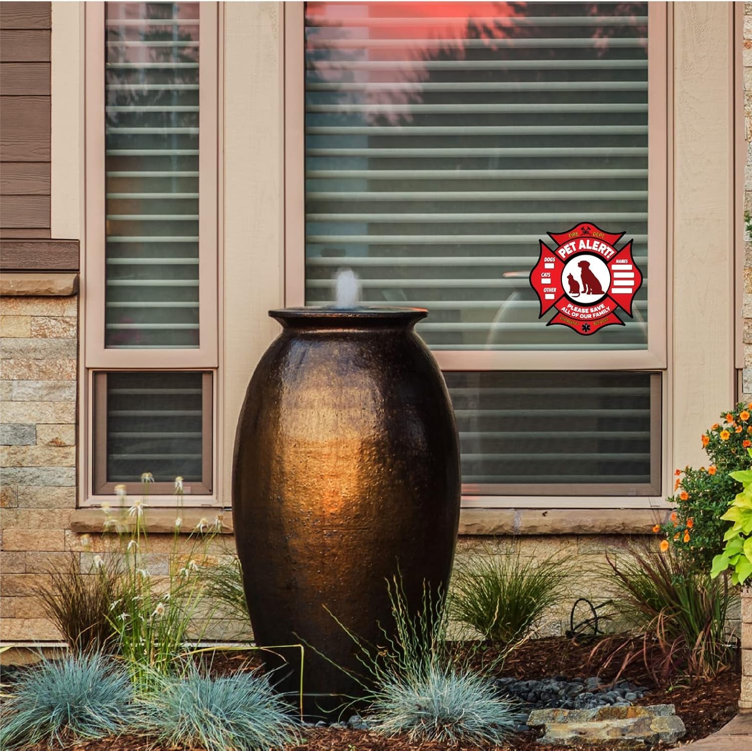 Pet Alert Stickers- FIRE Safety Alert and Rescue (6 Pack) - save Your Pets Encase of Emergency or Danger Pets in Home for Windows, Doors Sign (6PK Static Cling, Fireman Symbol)
