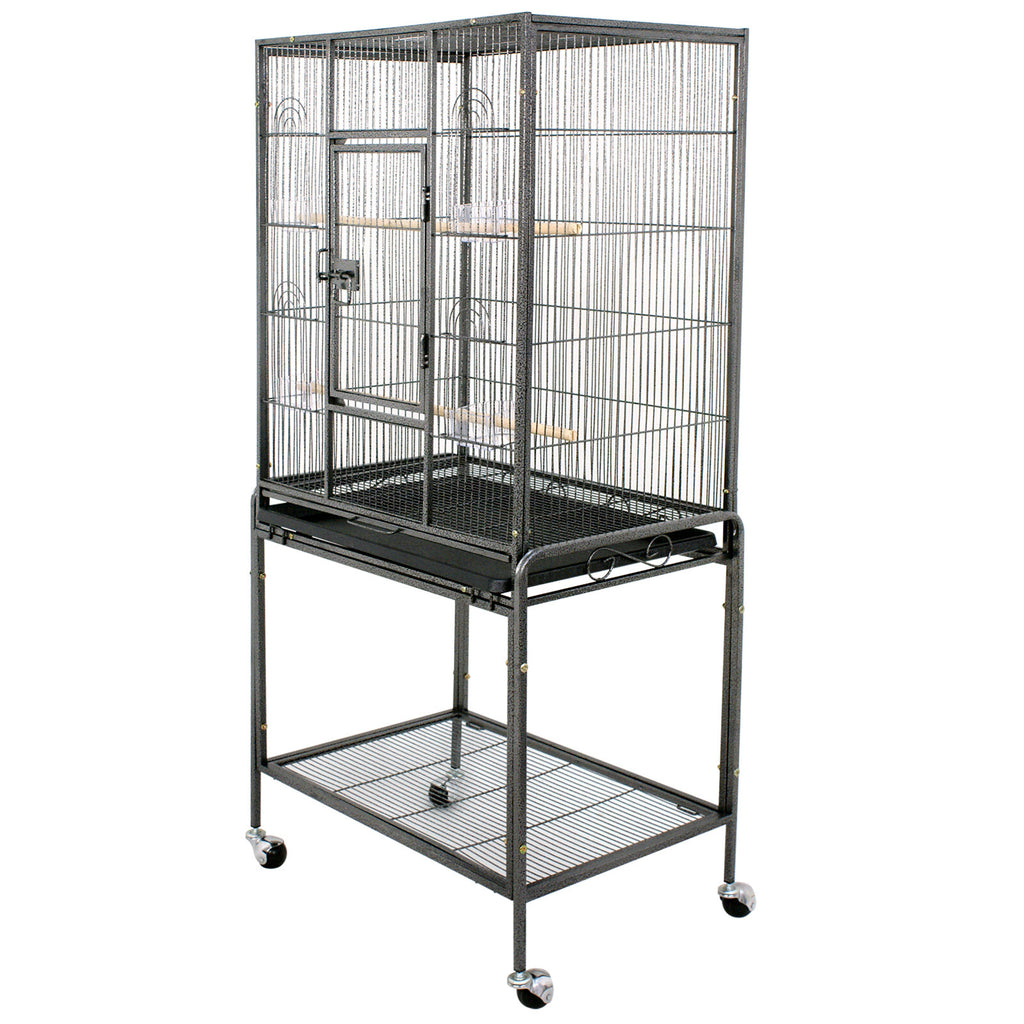 53.3 in Large Wrought Iron Bird Cage W/Perches for Cockatiels Parrot Parakeet Black
