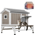 Insulated Outdoor Cat House Wooden Cat Shelter with Elevated Base for Winter