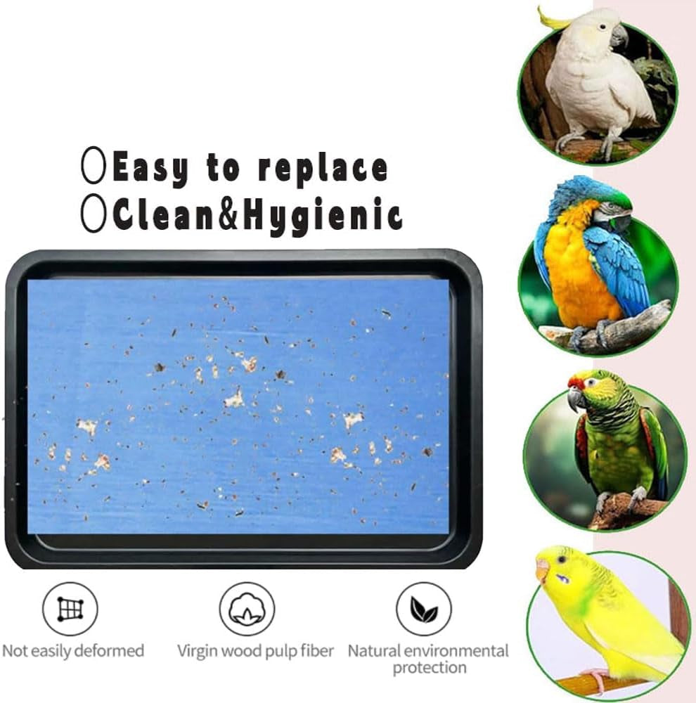120 Pieces Bird Cage Liners-11'' X 17''Disposable Non-Woven Bird Cage Paper Liners Precut Absorbent Fecal Tray Cages Cushion Pad Mat Cuttable Pet Animal Cages Cushion for Parrot (Blue)