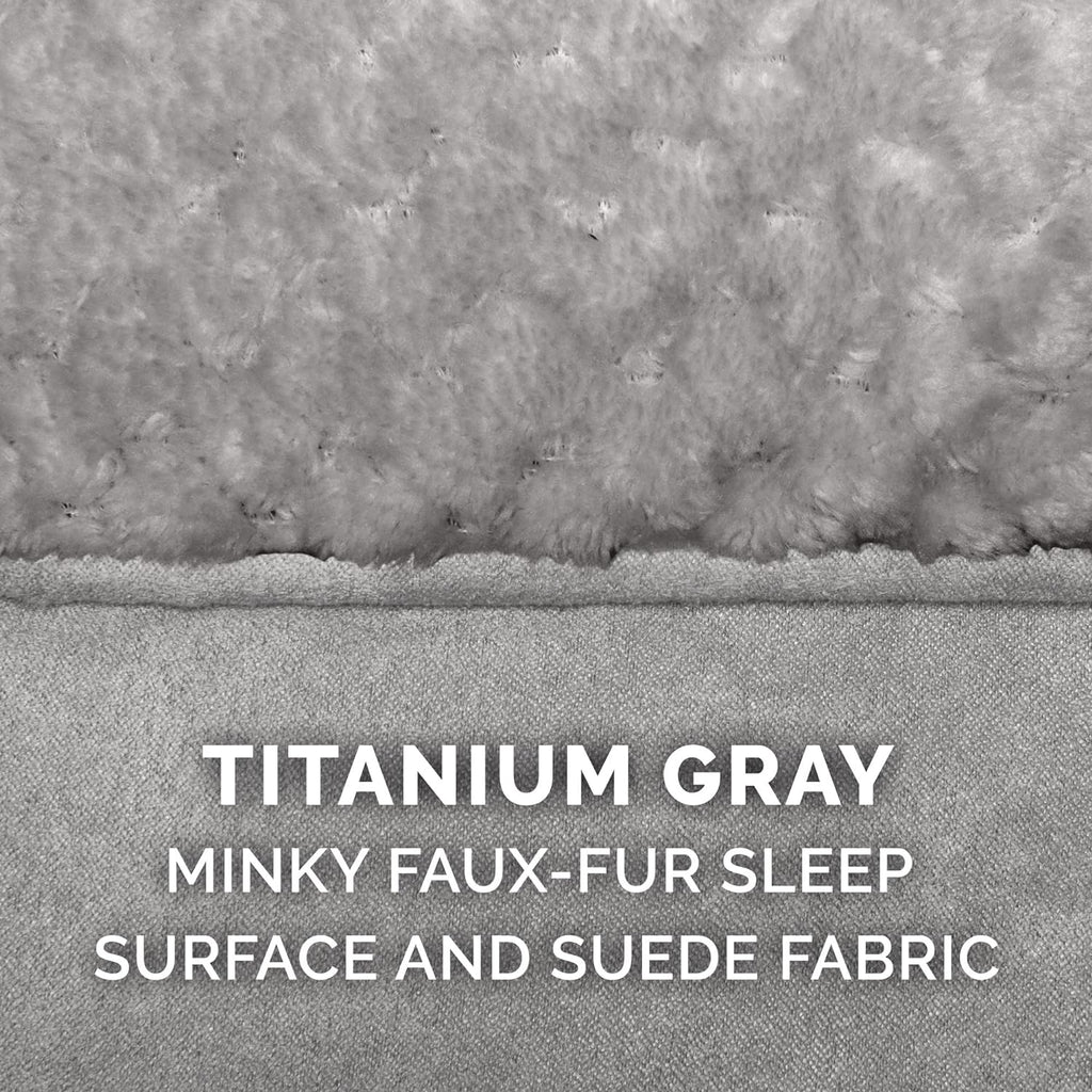 Orthopedic Dog Bed for Medium/Small Dogs W/ Pillow Cushion Top & Removable Washable Cover, for Dogs up to 35 Lbs - Minky Plush & Suede Pillow Top Mattress - Titanium Gray, Medium