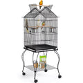 57" Rolling Metal Parrot Cage Bird with Open Top, Black