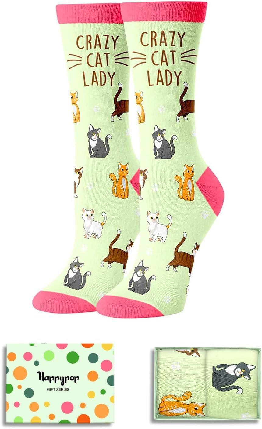Crazy Lady Socks - Animal Lover Gifts, Silly Crazy Socks for Women Teen Girls
