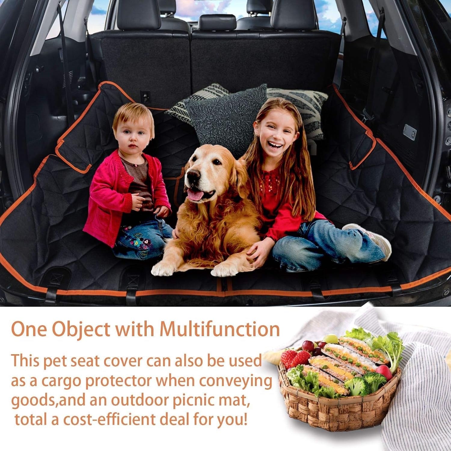 Car Seat Protector, 600D Heavy Duty Car Seat Cover 52” X 50“ for for Cars & Regular Suvs, Waterproof Dog Car Seat Cover for Back Seat, Scratch Proof Nonslip Seat Cover for Dogs in Car