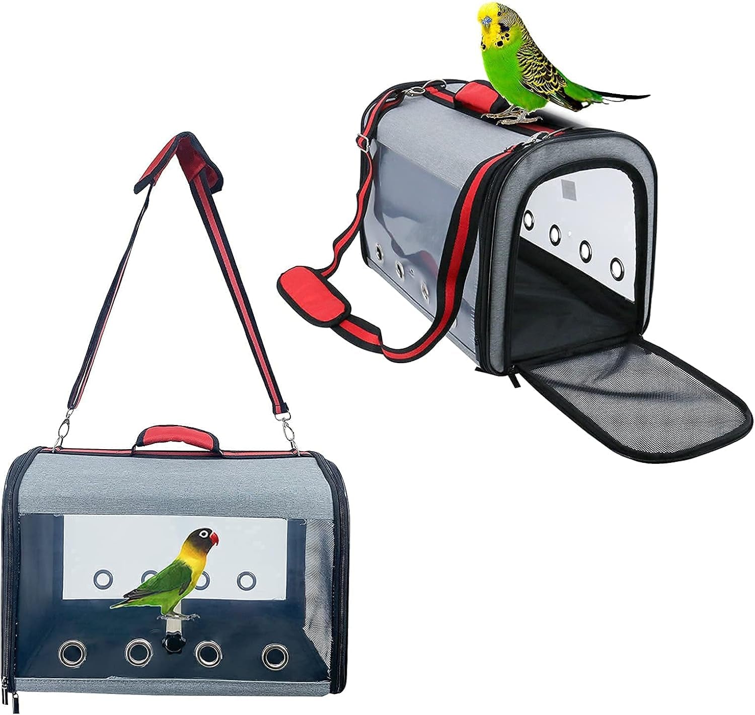 Bird Parrot Travel Carrier Lightweight Bird Travel Bag Transparent Breathable Bird Travel Cage Portable Travel Carrier for Small Bird and Parrot(Size Large, Orange )