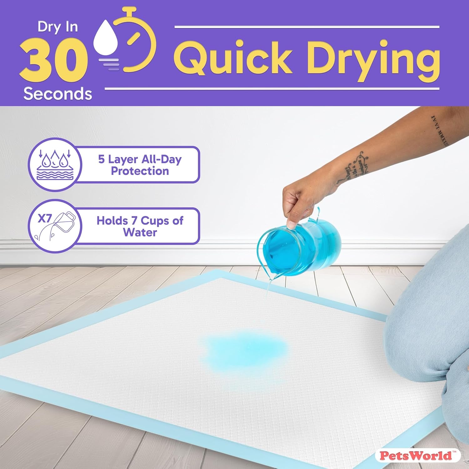 2XL Dog Pee Pads 28"X44" 50 Count – Extra Large Pet Pee Pads for Dogs & Puppies, Heavy Duty Leak-Proof Dog Training Pads, Super Absorbent Quick-Dry Potty Pads with Odor Control