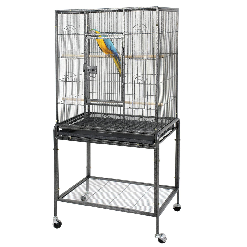 53.3 in Large Wrought Iron Bird Cage W/Perches for Cockatiels Parrot Parakeet Black