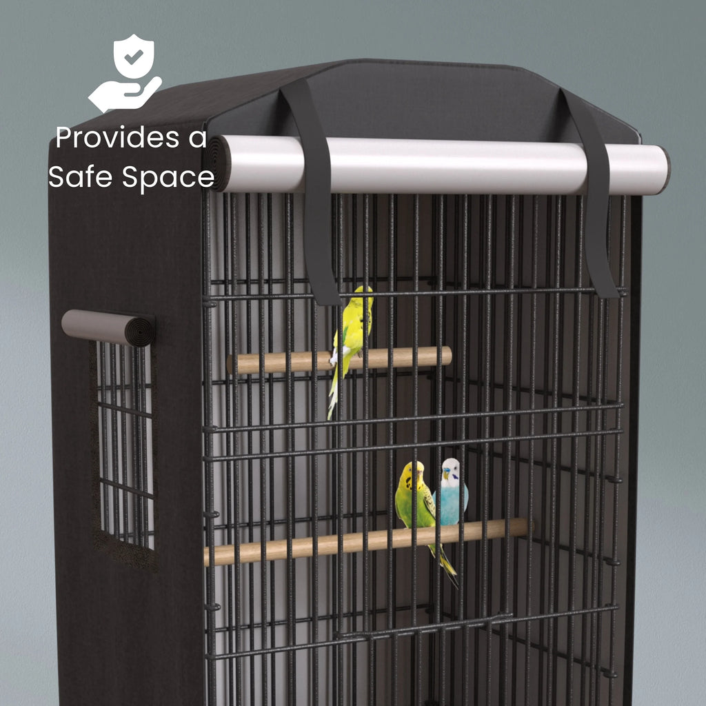 Universal Bird Cage Cover Good Night Blackout 35" X 17.5" X 14" Inch Thin Lightweight Breathable Small Animal Cages Cover Pet Removable Durable Protector - Black