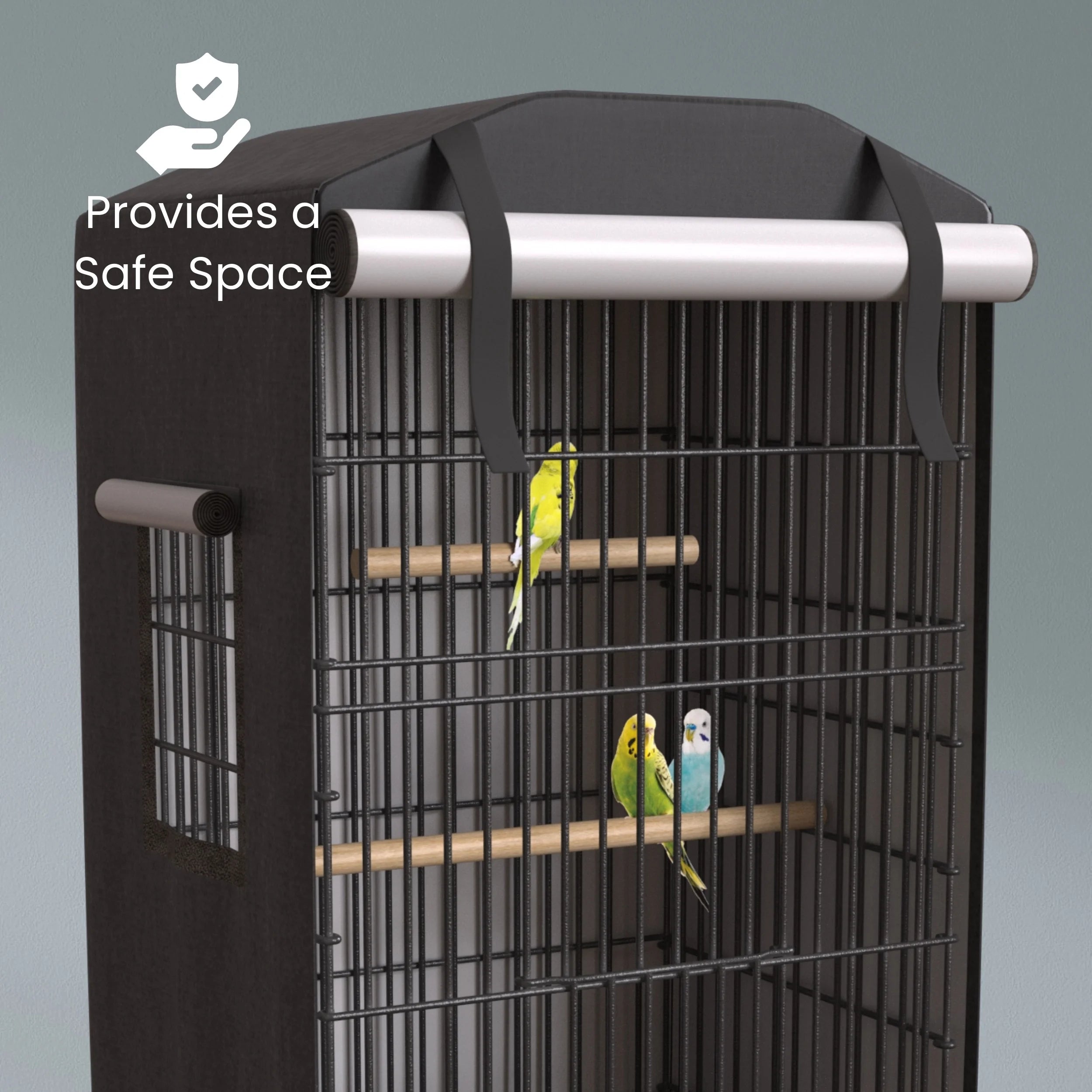Universal Bird Cage Cover Good Night Blackout 35" X 17.5" X 14" Inch Thin Lightweight Breathable Small Animal Cages Cover Pet Removable Durable Protector - Black