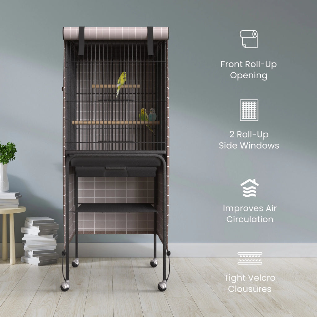 Universal Bird Cage Cover Good Night Blackout 60" X 18" X 18" Inch Thin Lightweight Breathable Small Animal Cages Cover Pet Removable Durable Protector - Beige
