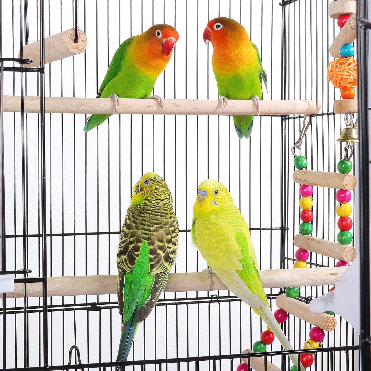Bird Cage 64'' Medium Small Parrot Parakeet Bird Cages with Detachable Rolling Stand for Parrot Lovebirds Finches Parakeets Budgie Parrotlet Conures, Pet Flight Birdcage