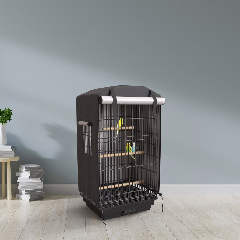 Universal Bird Cage Cover Good Night Blackout 35" X 17.5" X 14" Inch Thin Lightweight Breathable Small Animal Cages Cover Pet Removable Durable Protector - Black