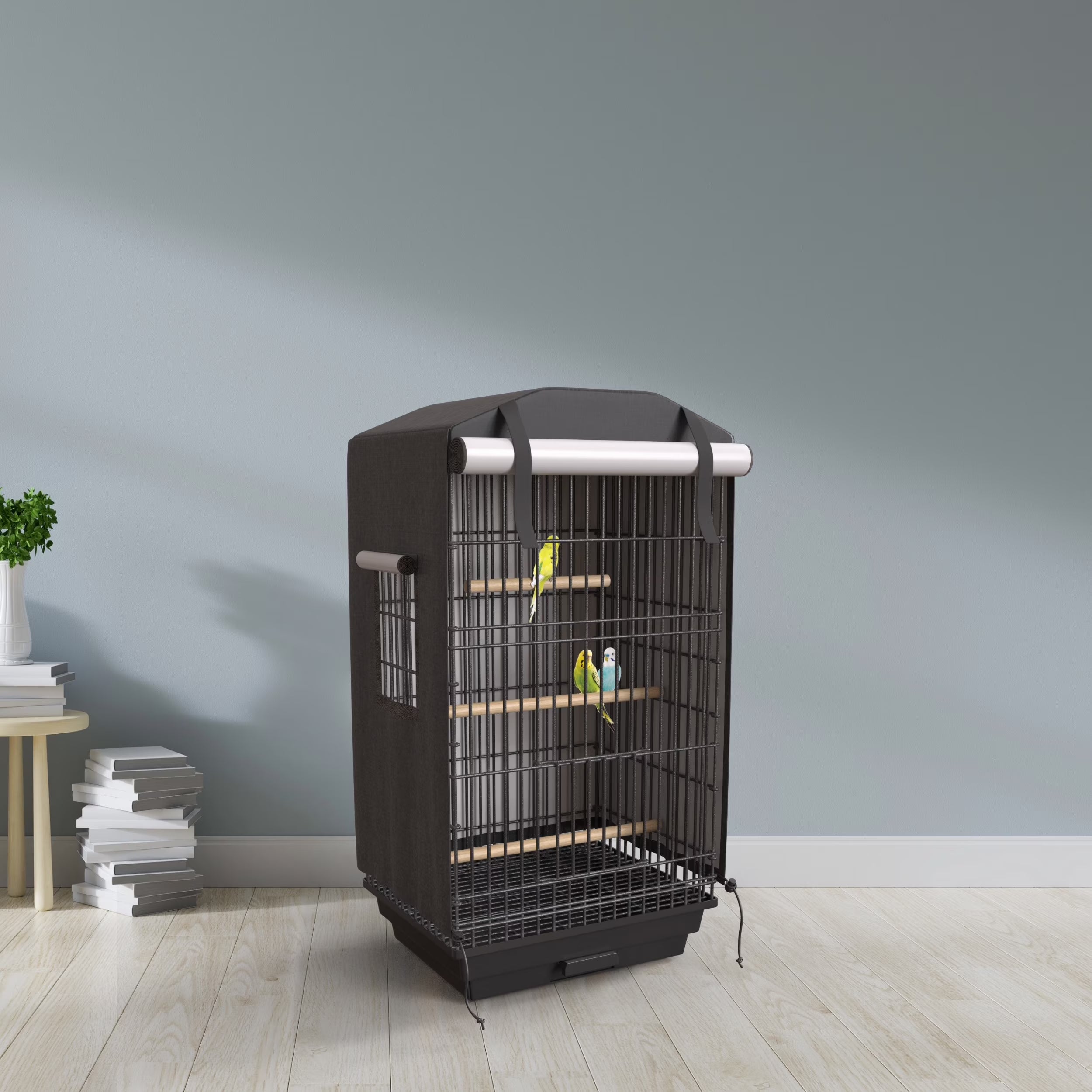 Universal Bird Cage Cover Good Night Blackout 35" X 17.5" X 14" Inch Thin Lightweight Breathable Small Animal Cages Cover Pet Removable Durable Protector - Black
