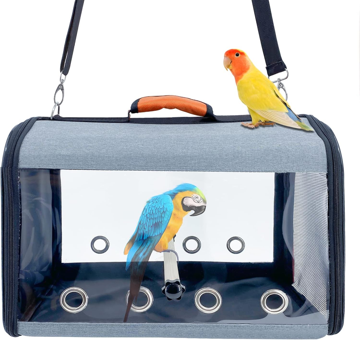 Bird Parrot Travel Carrier Lightweight Bird Travel Bag Transparent Breathable Bird Travel Cage Portable Travel Carrier for Small Bird and Parrot(Size Large, Orange )