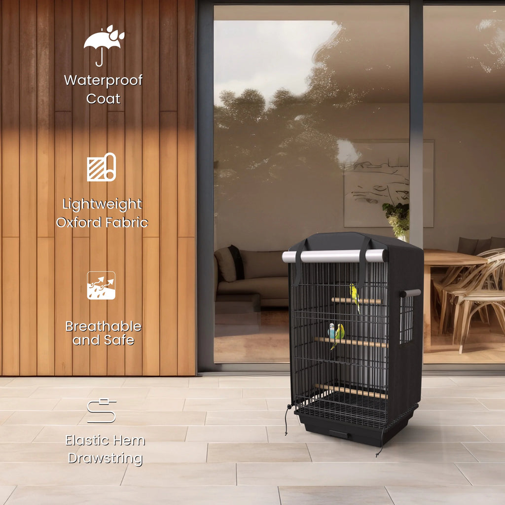 Universal Bird Cage Cover Good Night Blackout 35" X 17.5" X 14" Inch Thin Lightweight Breathable Small Animal Cages Cover Pet Removable Durable Protector - Black